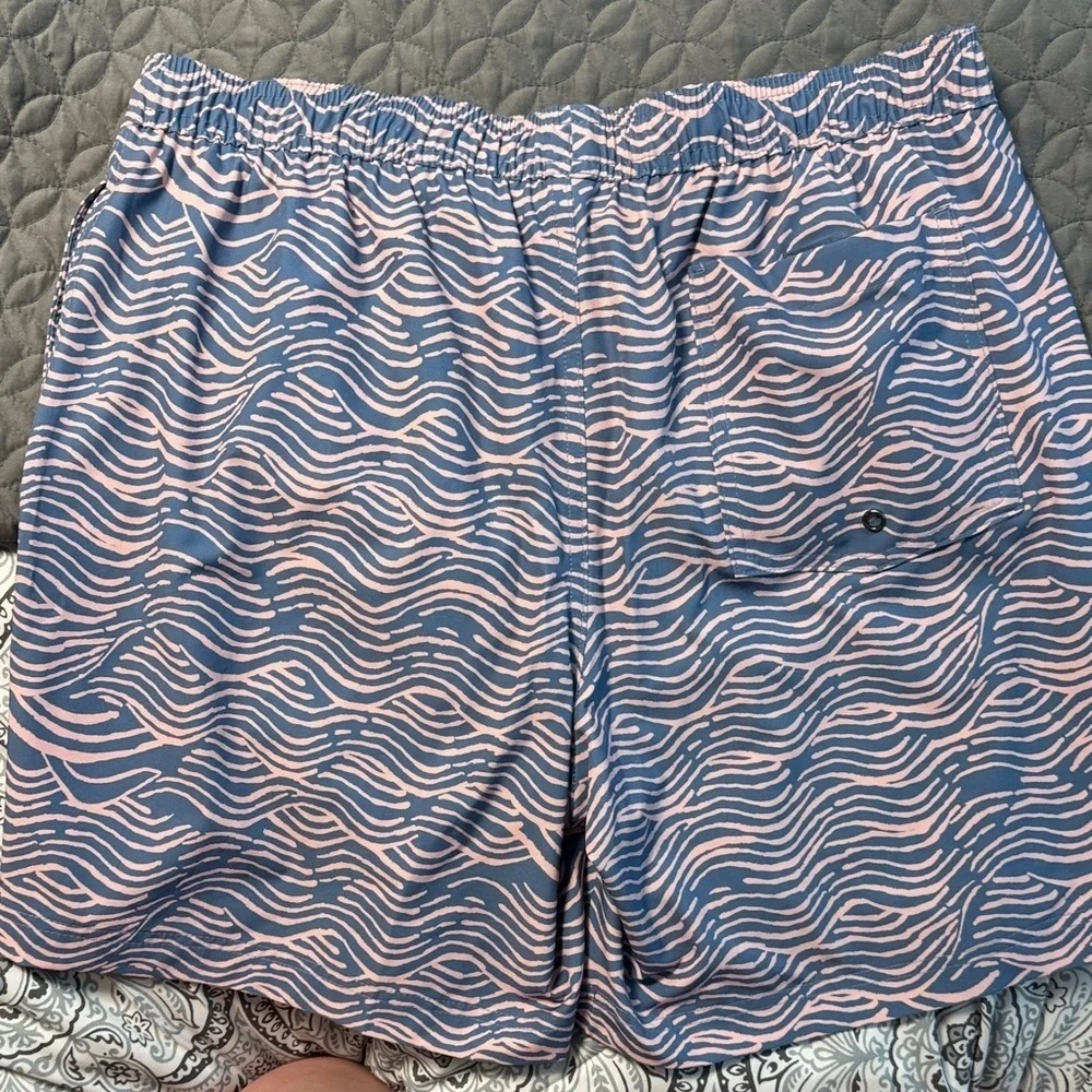 Sonoma Men's Swim Trunks with Pink and Blue Wave Pattern